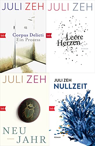 Juli Zeh im 4er Set | Corpus Delicti + Nullzeit + Neujahr + Leere Herzen plus 6 extra Lesezeichen [Perfect Paperback] Juli Zeh