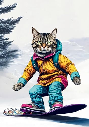 Katzen Notizbuch Winterzeit Lustige Weihnachten Katze mit Snowboard Journal mit 55 motivierenden Sprüchen Weihnachtsgeschenk Wichtelgeschenk Mann ... Hobby Büro Homeoffice Schule Uni von tredition