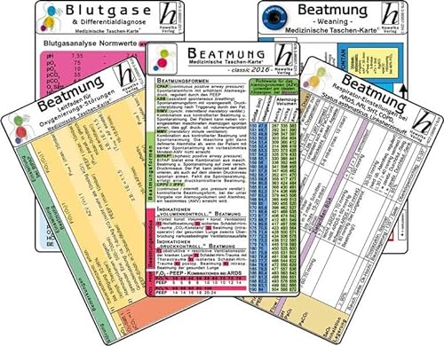 Beatmungs-Karten-Set - classic 2016 (5er-Set) - Medizinische Taschen-Karte: Bestehend aus: Beatmung - Beatmungsformen, Indikationen, ... & Differentialdiagnose - Beatmung - Leitfaden