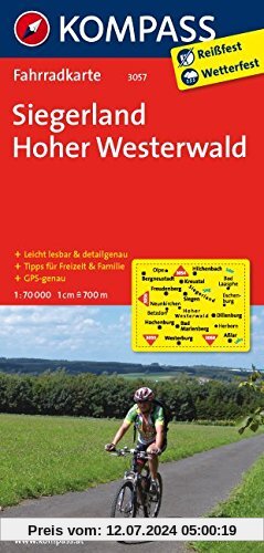 Siegerland - Hoher Westerwald: Fahrradkarte. GPS-genau. 1:70000 (KOMPASS-Fahrradkarten Deutschland, Band 3057)