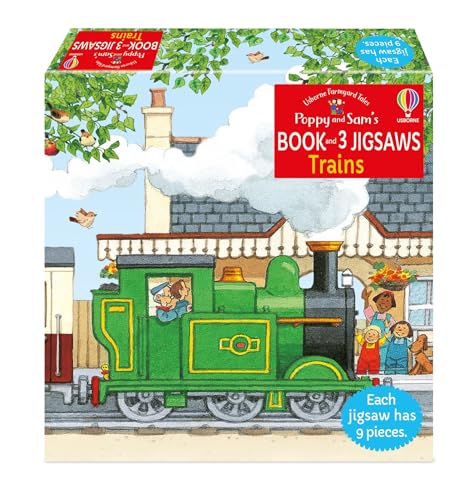 Poppy and Sam's Book and 3 Jigsaws: Trains (Farmyard Tales Poppy and Sam) von Usborne