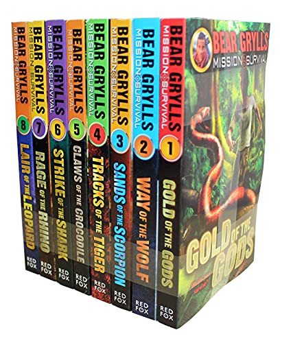 Bear Grylls Mission Survival Collection 8 Books Set (Claws of the Crocodile, Sands of the Scorpion, Gold of the Gods, Way of the Wolf, Strike of the ... Lair of the Leopard, Rage of the Rhino)
