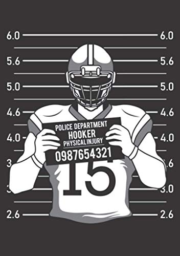 Notizbuch A5 kariert mit Softcover Design: American Football Rugby Verhaftung Foto Gefängnis: 120 karierte DIN A5 Seiten
