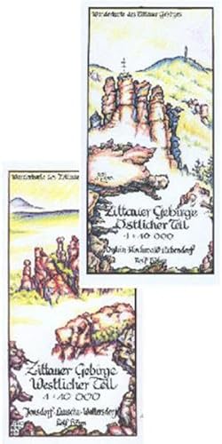 Zittauer Gebirge – Östl. und Westlicher Teil (Kartensatz mit 2 Karten): Östlicher Teil: Oybin, Hochwald, Lückendorf. Westlicher Teil: Jonsdorf, Lausche, Waltersdorf