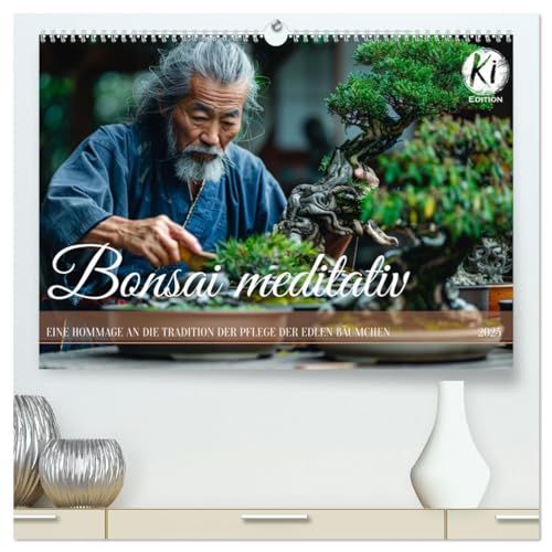 Bonsai meditativ (hochwertiger Premium Wandkalender 2025 DIN A2 quer), Kunstdruck in Hochglanz