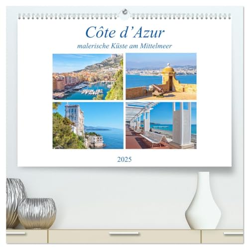 Côte d’Azur - malerische Küste am Mittelmeer (hochwertiger Premium Wandkalender 2025 DIN A2 quer), Kunstdruck in Hochglanz von CALVENDO