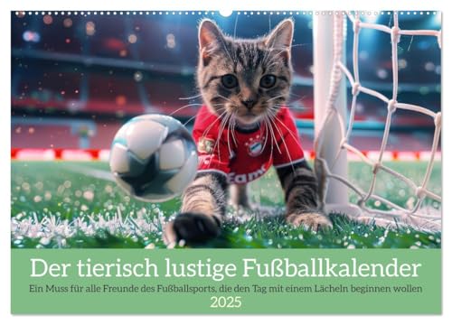 Der tierisch lustige Fußballkalender (Wandkalender 2025 DIN A2 quer), CALVENDO Monatskalender von CALVENDO