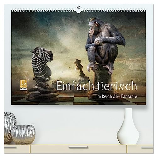 Einfach tierisch im Reich der Fantasie (hochwertiger Premium Wandkalender 2025 DIN A2 quer), Kunstdruck in Hochglanz von CALVENDO