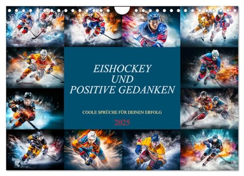 Eishockey und positive Gedanken (Wandkalender 2025 DIN A4 quer), CALVENDO Monatskalender von CALVENDO