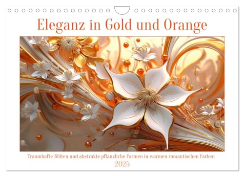 Eleganz in Gold und Orange (Wandkalender 2025 DIN A4 quer), CALVENDO Monatskalender von CALVENDO