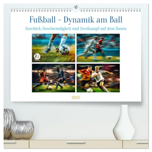 Fußball - Dynamik am Ball (hochwertiger Premium Wandkalender 2025 DIN A2 quer), Kunstdruck in Hochglanz von CALVENDO