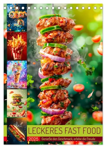 Leckeres Fast Food (Tischkalender 2025 DIN A5 hoch), CALVENDO Monatskalender: Von saftigen Burgern über knusprige Nuggets - diese Ilustrationen mit ... jeden Gaumen erfreuen. (CALVENDO Lifestyle) von CALVENDO