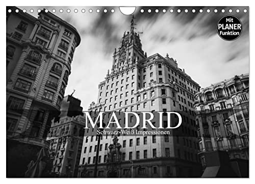 Madrid - Schwarz-Weiß Impressionen (Wandkalender 2025 DIN A4 quer), CALVENDO Monatskalender von CALVENDO