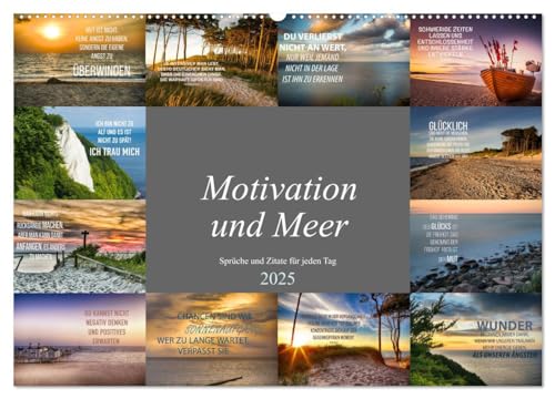 Motivation und Meer (Wandkalender 2025 DIN A2 quer), CALVENDO Monatskalender