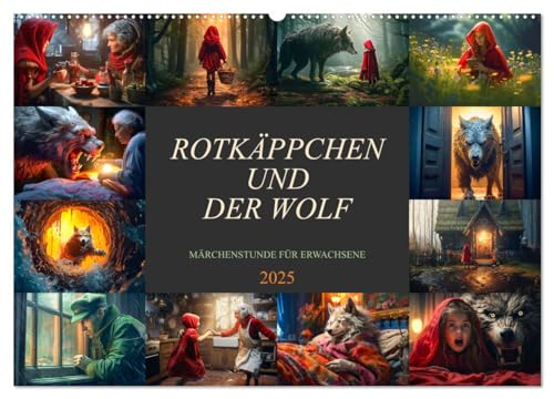 Rotkäppchen und der Wolf (Wandkalender 2025 DIN A2 quer), CALVENDO Monatskalender von CALVENDO