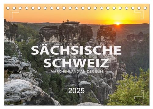 SÄCHSISCHE SCHWEIZ - Märchenland an der Elbe (Tischkalender 2025 DIN A5 quer), CALVENDO Monatskalender: Magische Momente im Elbsandsteingebirge (CALVENDO Natur) von Calvendo