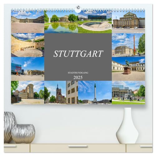 Stuttgart Stadtrundgang (hochwertiger Premium Wandkalender 2025 DIN A2 quer), Kunstdruck in Hochglanz von CALVENDO