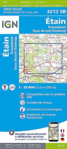IGN Karte, Serie Bleue Top 25 Étain.Douaumont.Vaux-devant-Damloup (Série Bleue, Band 3212) von IGN Frankreich
