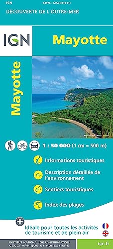 IGN Karte, Découverte de l'outre-mer Mayotte: Informations touristiques, Description détaillée de l'environnement, Sentiers touristiques, Index des plages