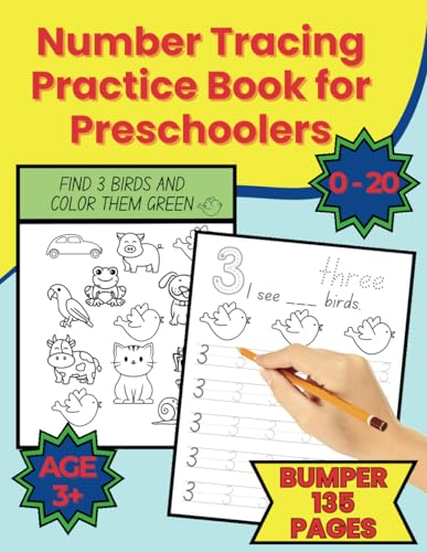 Number Tracing Practice Book for Preschoolers 0-20: Number Tracing Workbook to Trace Numbers for Preschool or Kindergarten Kids von Independently published