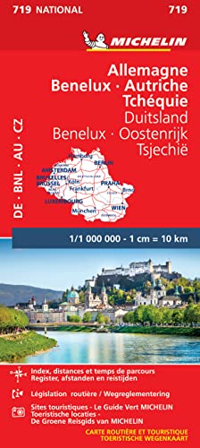 Allemagne, Benelux, Autriche, Tchéquie – Duitsland, Benelux, Oostenrijk, Tsjechië 11719 (2024): Wegenkaart Schaal 1: 1.000.000 (Nationale kaarten Michelin)