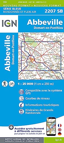 2207SB Abbeville.Domart-en-Ponthieu (Série Bleue, Band 2207) von IGN Frankreich