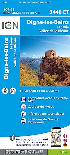 Digne-les-Bains - La Javie - Vallée de la Bléone 1:25 000: 1:25000 (TOP 25) von IGN Frankreich