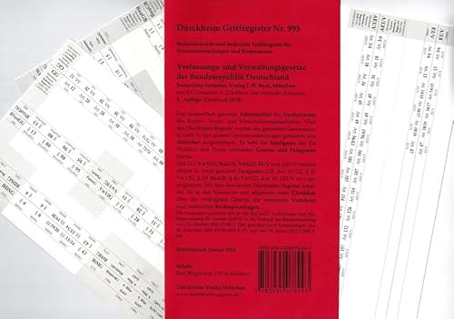 Sartorius 1: Verfassungs- und Verwaltungsgesetze Griffregister Nr. 993 (2012-2014): 153 bedruckte Griffregister: Bedruckte Folienreiter zur ... Bundesrepublik Deutschland (z.B. "Sartorius")