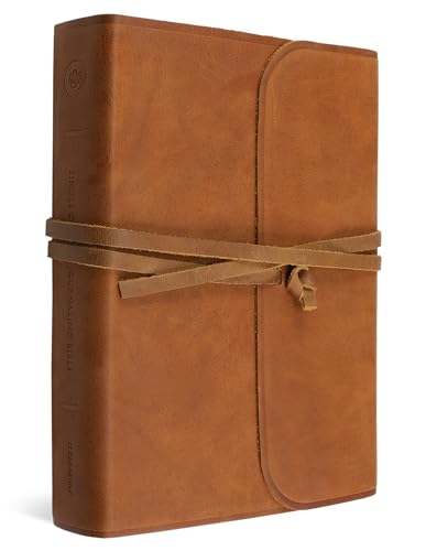 Single Column Journaling Bible: English Standard Version, Brown, Natural Leather, Flap With Strap