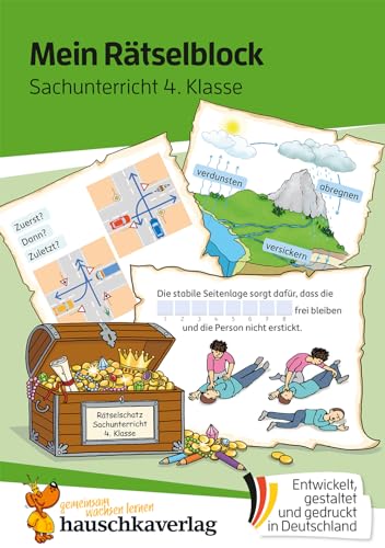 Mein Rätselblock Sachunterricht 4. Klasse: Rätsel für kluge Köpfe mit Lösungen - Förderung mit Freude (Das Rätselbuch für die Grundschule, Band 689) von Hauschka Verlag GmbH