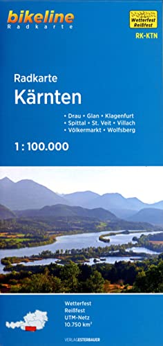 Kärnten: Drau – Glan – Klagenfurt – Spittal – St. Veit – Villach – Völkermarkt – Wolfsberg, 1:75.000, wetterfest/reißfest, GPS-tauglich mit UTM-Netz (Bikeline Radkarte)