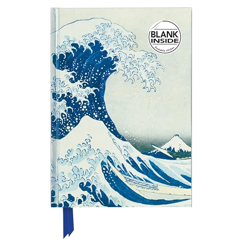 Premium Notizbuch Blank DIN A5: Katsushika Hokusai, Die große Welle: Unser hochwertiges Blankbook mit festem, künstlerisch geprägtem Einband (Premium Notizbuch DIN A 5 mit Magnetverschluss)