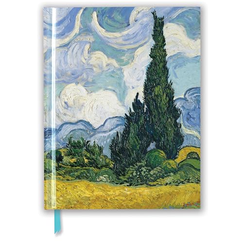 Premium Skizzenbuch: Vincent van Gogh, Weizenfeld mit Zypressen: Unser hochwertiges Blankbook mit festem, künstlerisch geprägtem Einband im Format 28 cm x 21,6 cm