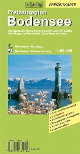 Bodensee Freizeitregion: 1:60.000: Von Stockach im Norden bis Sankt Gallen im Süden. Von Singen im Westen bis Lendenberg im Osten. Mit ... Ponyhöfe, Bodenseepfade. Laminiert (Geo Map) von GeoCenter