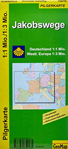 Jakobswege Deutschland und westliches Europa: 1:1.000.000/3.000.000 (Geo Map) von Geomap