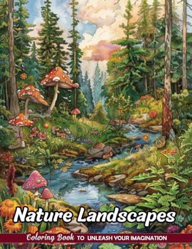 Nature Landscapes: Christmas Coloring Pages with Nature Landscapes for Stress Relief and Relaxation (Coloring Books for Kids & Adults)