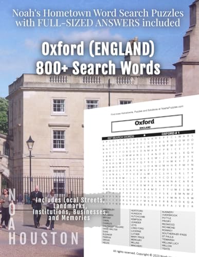Noah's Hometown Word Search Puzzles with FULL-SIZED ANSWERS included OXFORD (ENGLAND): Includes Local Streets, Landmarks, Institutions, Businesses, and Memories von Independently published