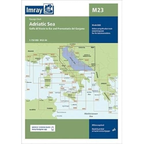 M23 ADRIATIC SEA PASSAGE CHART: Golfo di Trieste to Bar and Promontorio del Gargano (M Series) von Imray, Laurie, Norie & Wilson Ltd