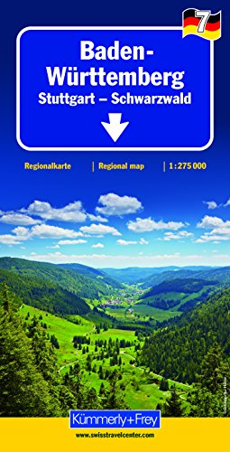 Baden Württemberg - Stuttgart, Schwarzwald, Nr. 7: Regionalkarte Deutschland 1:275 000 (Kümmerly+Frey Regional-Strassenkarte, Band 7) von Kummerly & Frey