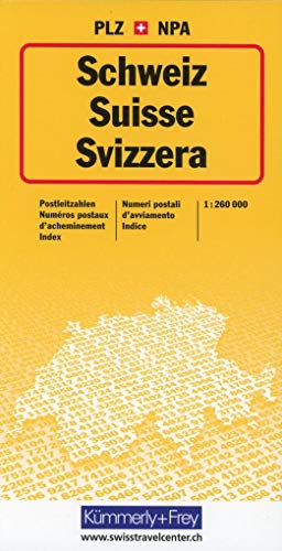 Schweiz Postleitzahlenkarte: Massstab 1:260 000 (Ausgabe 2018) (Kümmerly+Frey Thematische Karten)