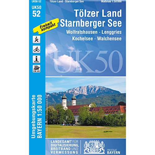 UK50-52 Tölzer Land, Starnberger See: Wolfratshausen, Geretsried, Starnberg, Holzkirchen, Penzberg, Bad Tölz, Tegernsee, Lenggries, Kochelsee, ... Karte Freizeitkarte Wanderkarte)