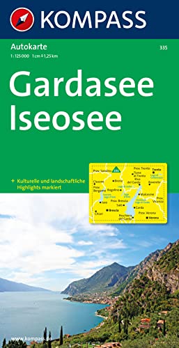 KOMPASS Autokarte Gardasee, Iseosee 1:125.000: von Trento bis Verona mit Iseosee von Kompass