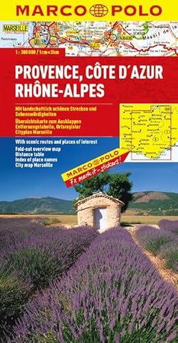 MARCO POLO Karte Provence, Cote d Azur, Phone-Alpes: Mit landschaftlich schönen Strecken und Sehenswürdigkeiten. Übersichtskarte zum Ausklappen, ... Marseille (MARCO POLO Karten 1:300.000)