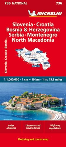 Michelin Slowenien Montenegro Bosnien Kroatien Serbien: Straßen- und Tourismuskarte 1: 1 000 000 (MICHELIN Nationalkarten) von MICHELIN