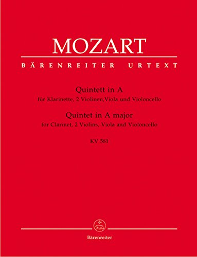 Quintett für Klarinette, zwei Violinen, Viola und Violoncello A-Dur KV 581 ""Stadler-Quintett"". Stimmensatz