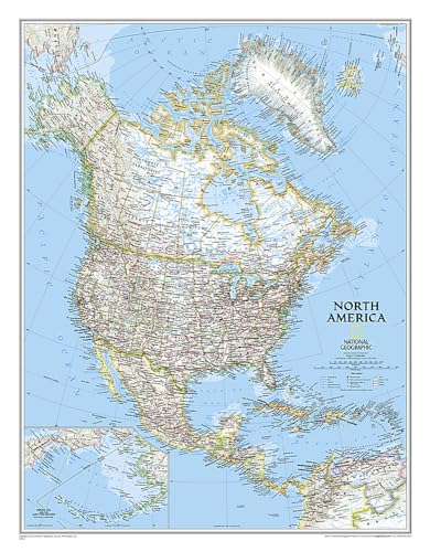 North America Classic, Tubed: Wall Maps Continents: Political Map (National Geographic Reference Map)
