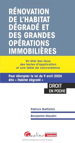 Rénovation de l'habitat dégradé et des grandes opérations immobilières: Un état des lieux des textes d'application et une table de concordance - Pour ... loi du 9 avril 2024 dite « Habitat dégradé » von GUALINO