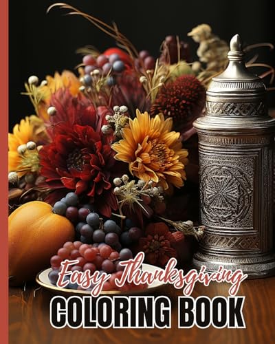 Easy Thanksgiving Coloring Book: Cute Coloring Book of Turkeys, Pumpkins, Autumn Leaves, Apples, Acorns and More von Blurb