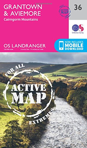 Grantown, Aviemore & Cairngorm Mountains (OS Landranger Active Map, Band 36)