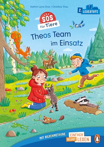 Penguin JUNIOR – Einfach selbst lesen: SOS für Tiere – Theos Team im Einsatz (Lesestufe 2): Erstlesebuch mit Silbenmethode für die 1. Klasse. 2. Lesestufe für Kinder ab 6 Jahren von Penguin Junior